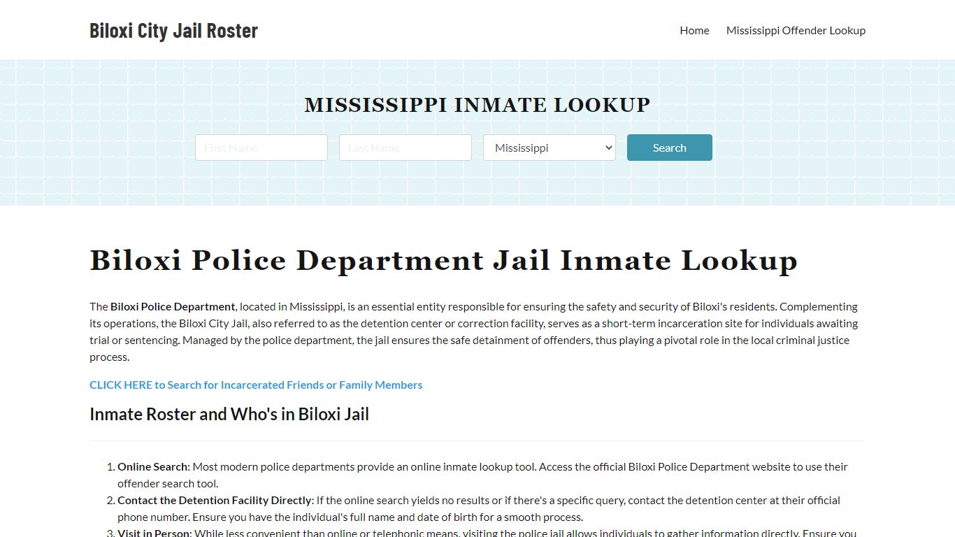 Biloxi Police Department & City Jail, MS Inmate Roster, Arrests, Mugshots