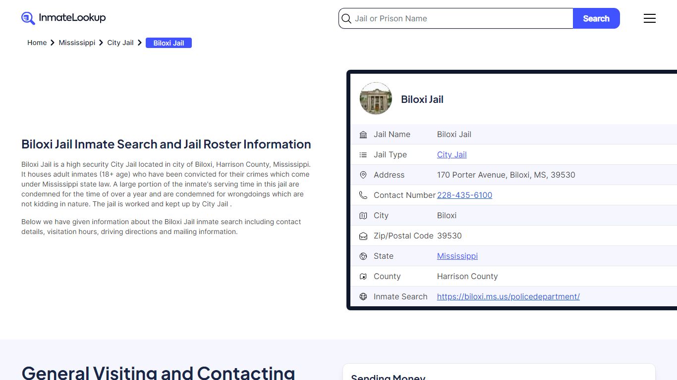 Biloxi Jail Inmate Search and Jail Roster Information