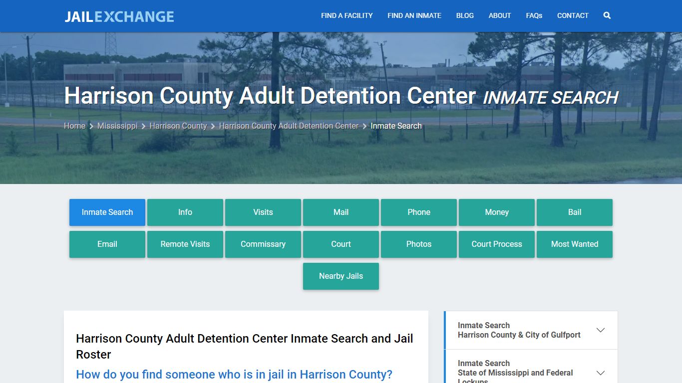 Harrison County Adult Detention Center Inmate Search